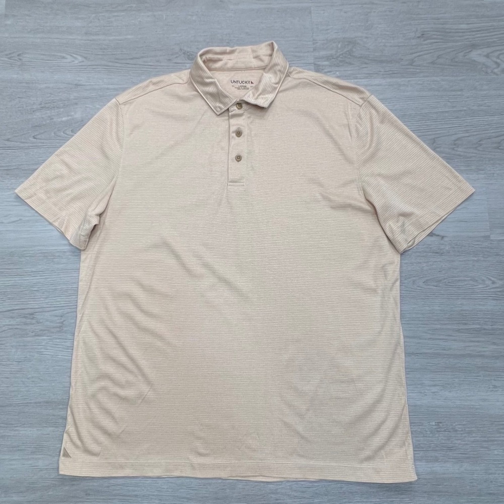 UNTUCKit Men's Large Short Sleeve Cotton Polo Shirt Beige - Picture 9 of 9